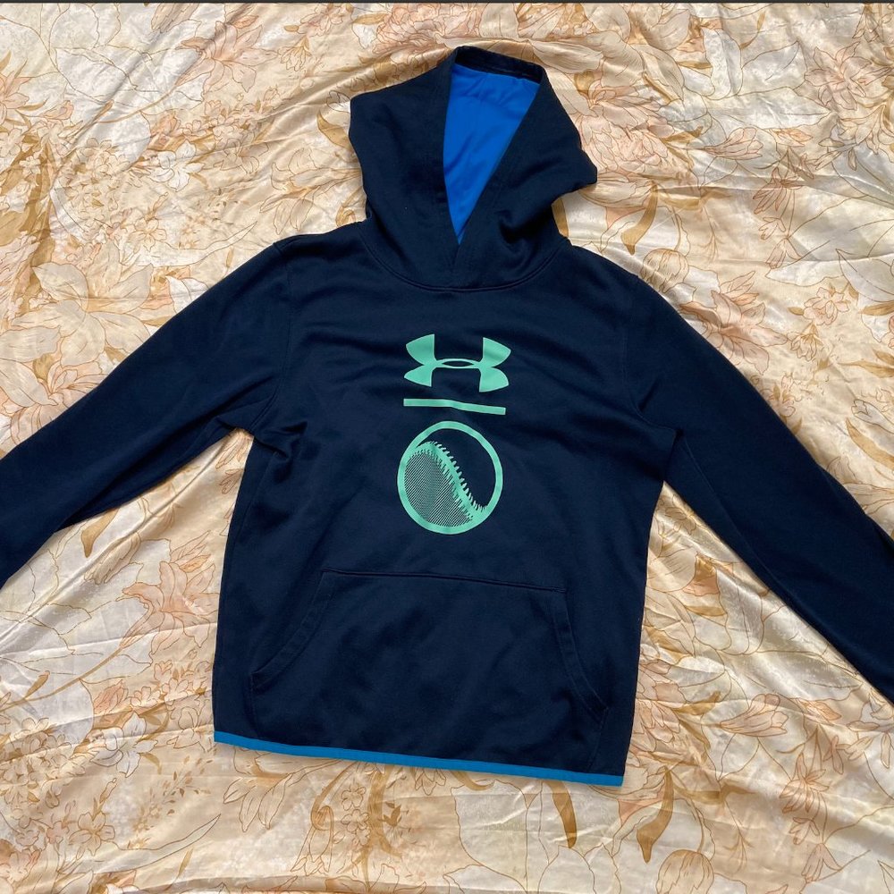 Preloved Boy's YXL Under Armor Navy Blue Baseball Loose Fit Hoodie